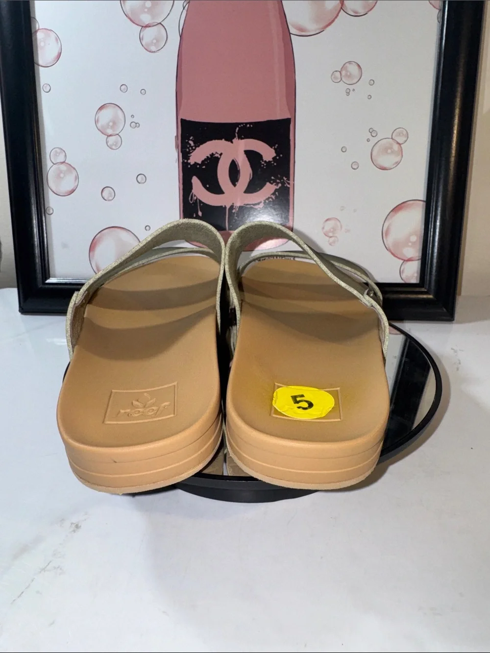Reef Cushion Bounce Vista Olive Green Double-Strap Slide Sandals - Kids 5